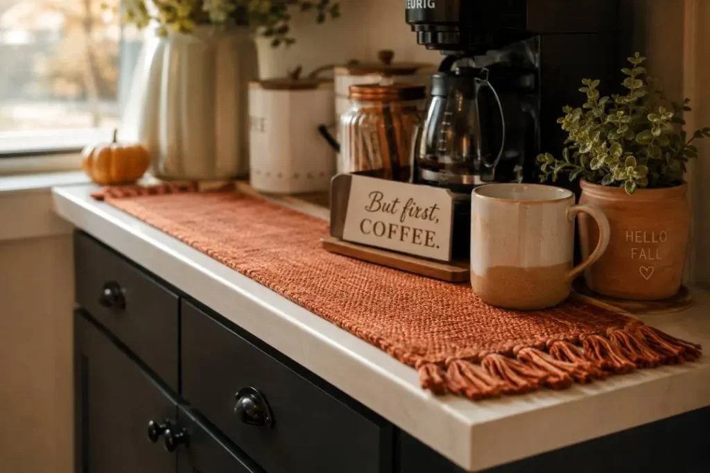 Table runner (rust woven, fringed tassels)
